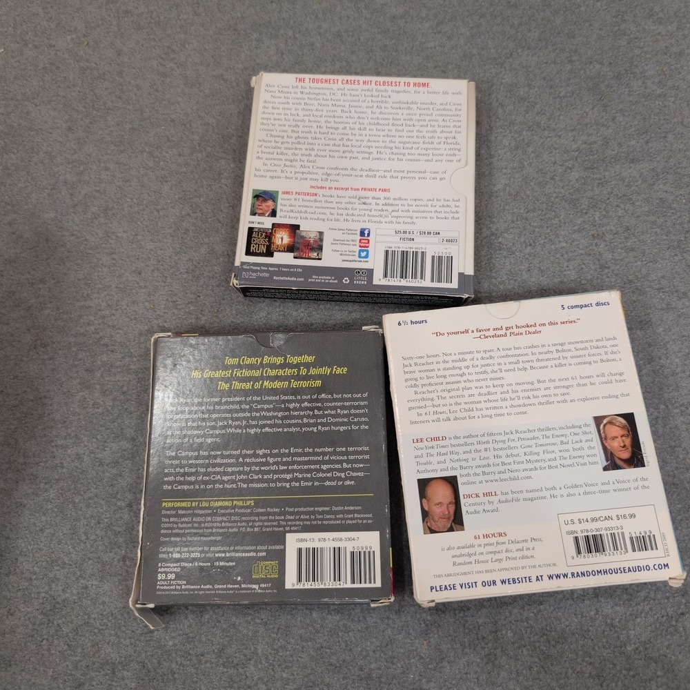 Audiobook CD Lot James Patterson Cross Justice Tom Clancy Lee Child 61 Hours VG - Picture 2 of 2